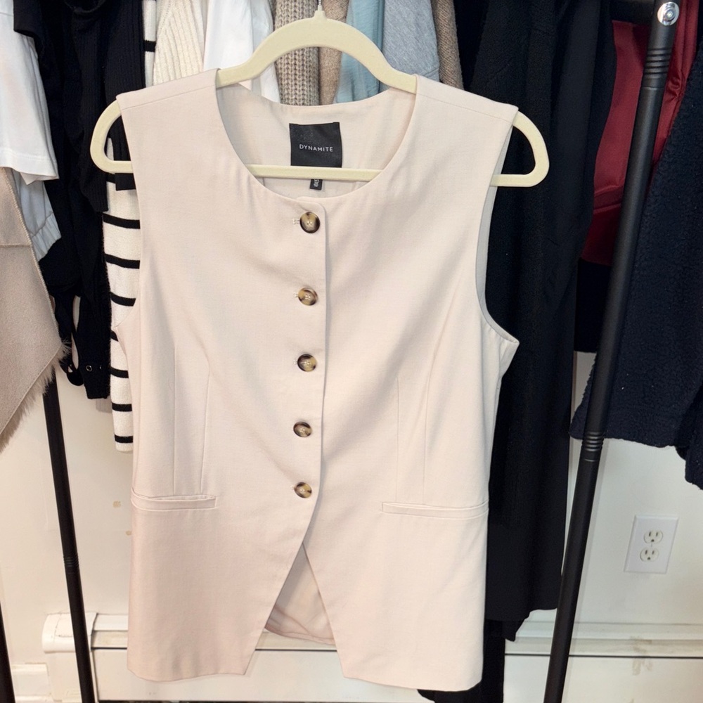 Dynamite Light Beige Buttoned Vest